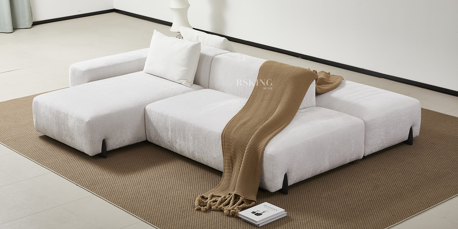 RSK2423 Custom Cloud Modular Sofa with Chaise and Ottomans
