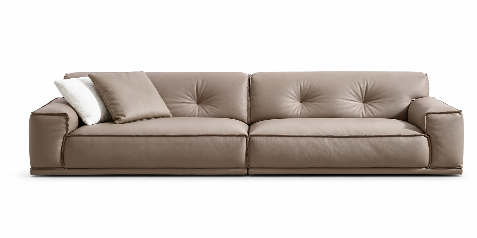 RSK2312 Low Profile Tufted Leather Sofa with Wide Seats