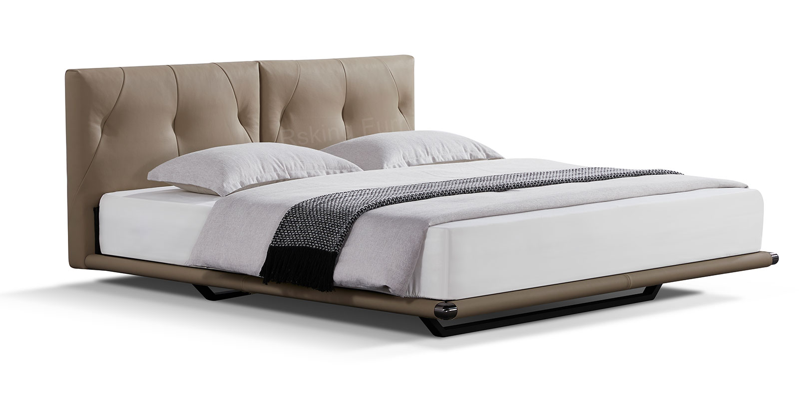 BED083 Upholstered Bed Frame with Wave Headboard