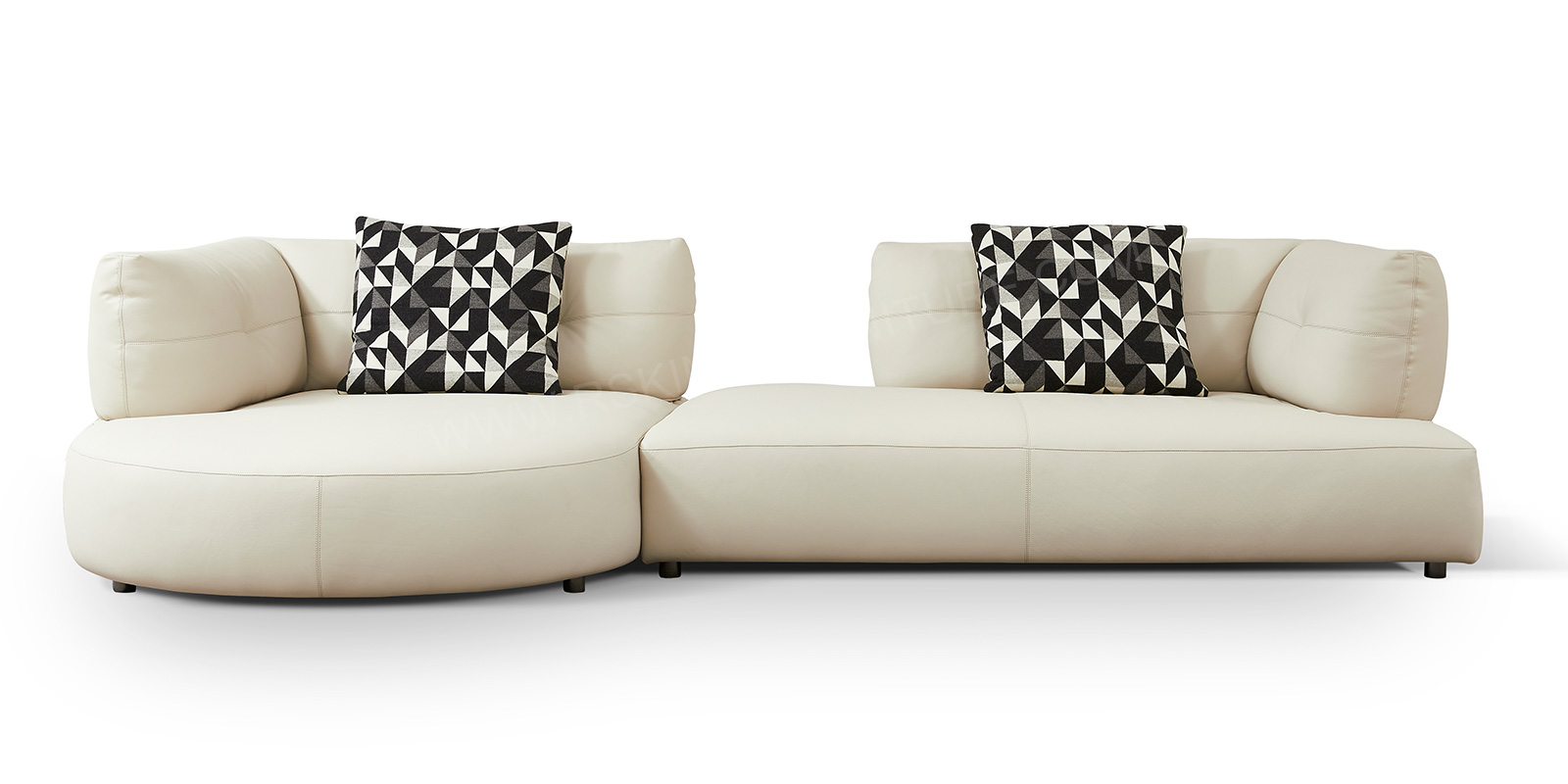 RSK2421 Custom Curved Leather Chaise Lounge Sofa