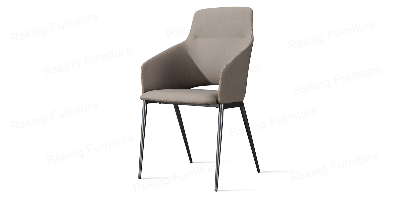 JY959 Taupe Synthetic Leather Dining Arm Chair with Wraparound Back